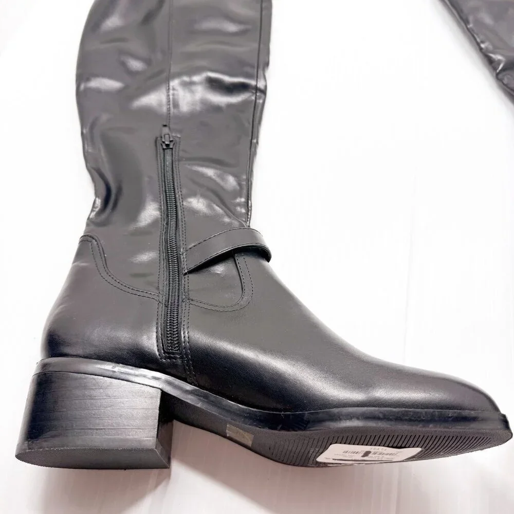 DV Dolce Vita Elyse Black Over The Knee Boots Womens 7.5 Block Heel Riding Style
